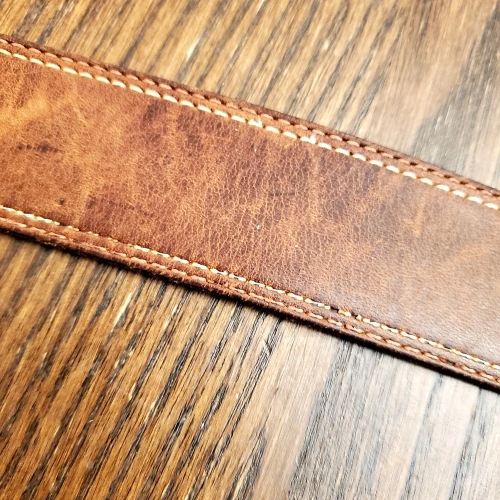 Vintage Leather Overlay Eagle Belt Buckle w/Full Grain Leather Belt 38-40